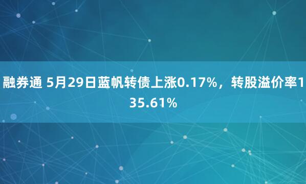 融券通 5月29日蓝帆转债上涨0.17%，转股溢价率135.61%